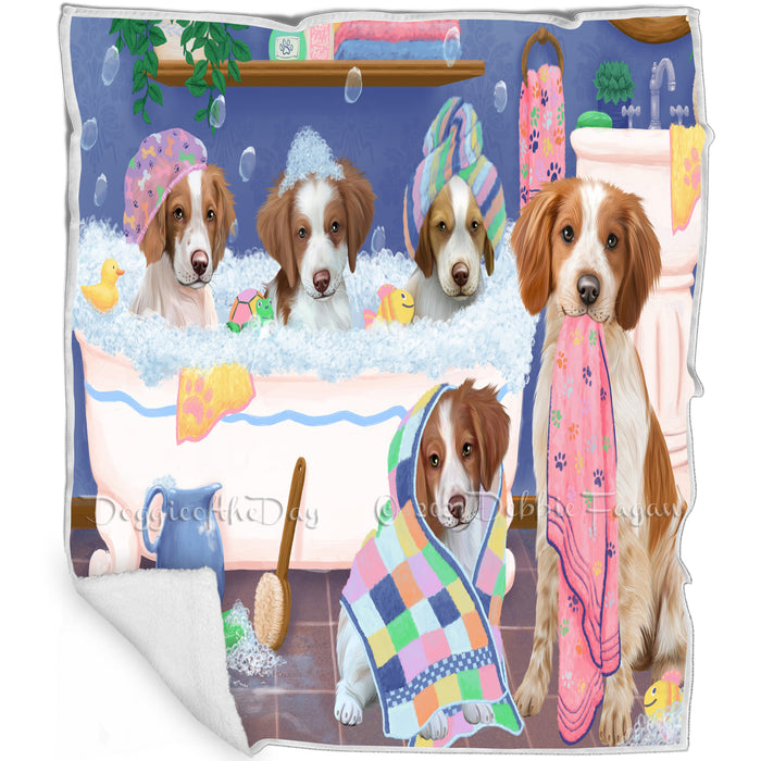 Rub A Dub Dogs In A Tub Brittany Spaniels Dog Blanket BLNKT130377