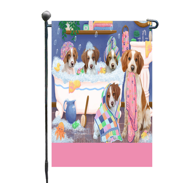 Personalized Rub A Dub Dogs In A Tub Brittany Spaniel Dogs Custom Garden Flag GFLG64860