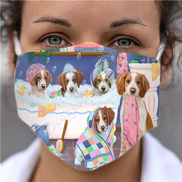Rub A Dub Dogs In A Tub  Brittany Spaniel Dogs Face Mask FM49487