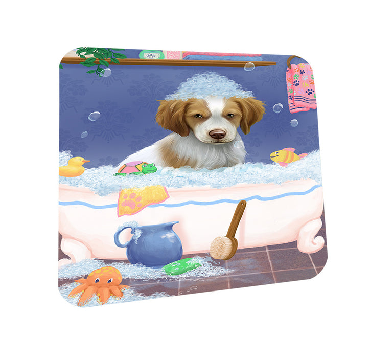 Rub A Dub Dog In A Tub Brittany Spaniel Dog Coasters Set of 4 CST57282