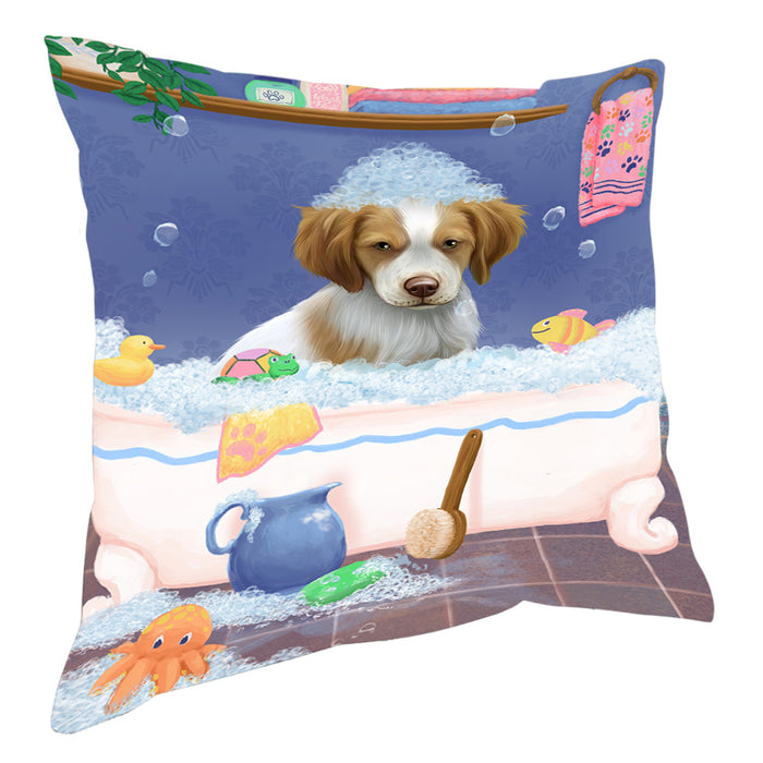 Rub A Dub Dog In A Tub Brittany Spaniel Dog Pillow with Top Quality High-Resolution Images - Ultra Soft Pet Pillows for Sleeping - Reversible & Comfort - Ideal Gift for Dog Lover - Cushion for Sofa Couch Bed - 100% Polyester