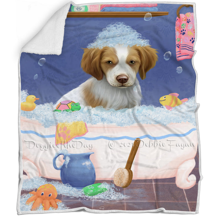 Rub A Dub Dog In A Tub Brittany Spaniel Dog Blanket BLNKT143024