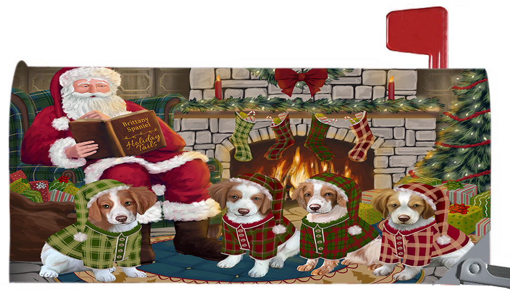Christmas Cozy Holiday Fire Tails Brittany Spaniel Dogs 6.5 x 19 Inches Magnetic Mailbox Cover Post Box Cover Wraps Garden Yard Décor MBC48887