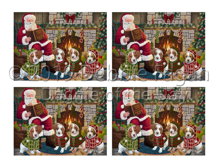 Christmas Cozy Holiday Fire Tails Brittany Spaniel Dogs Placemat