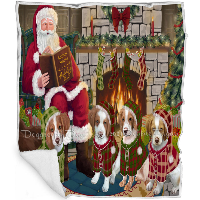 Christmas Cozy Holiday Tails Brittany Spaniels Dog Blanket BLNKT115401