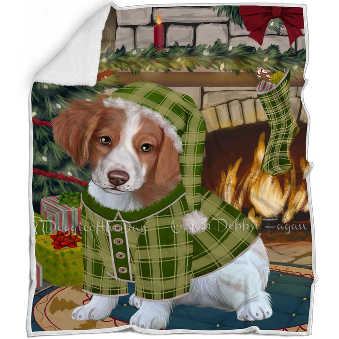 The Stocking was Hung Brittany Spaniel Dog Blanket BLNKT116643