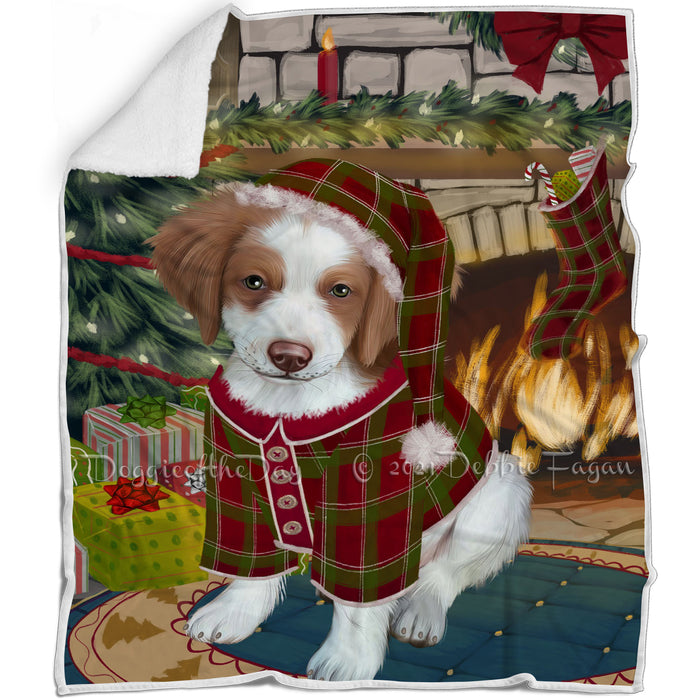 The Stocking was Hung Brittany Spaniel Dog Blanket BLNKT116616