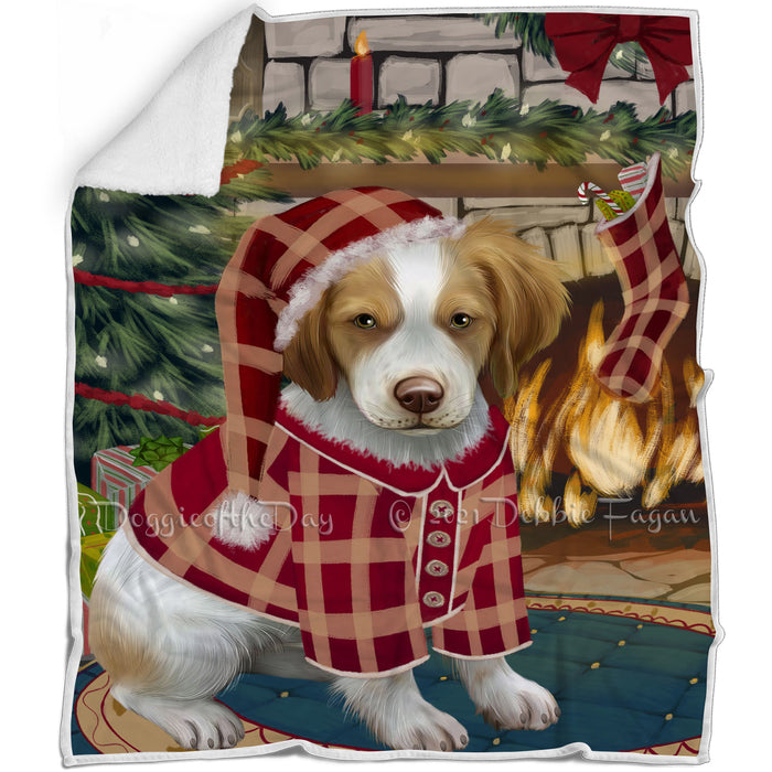 The Stocking was Hung Brittany Spaniel Dog Blanket BLNKT116634