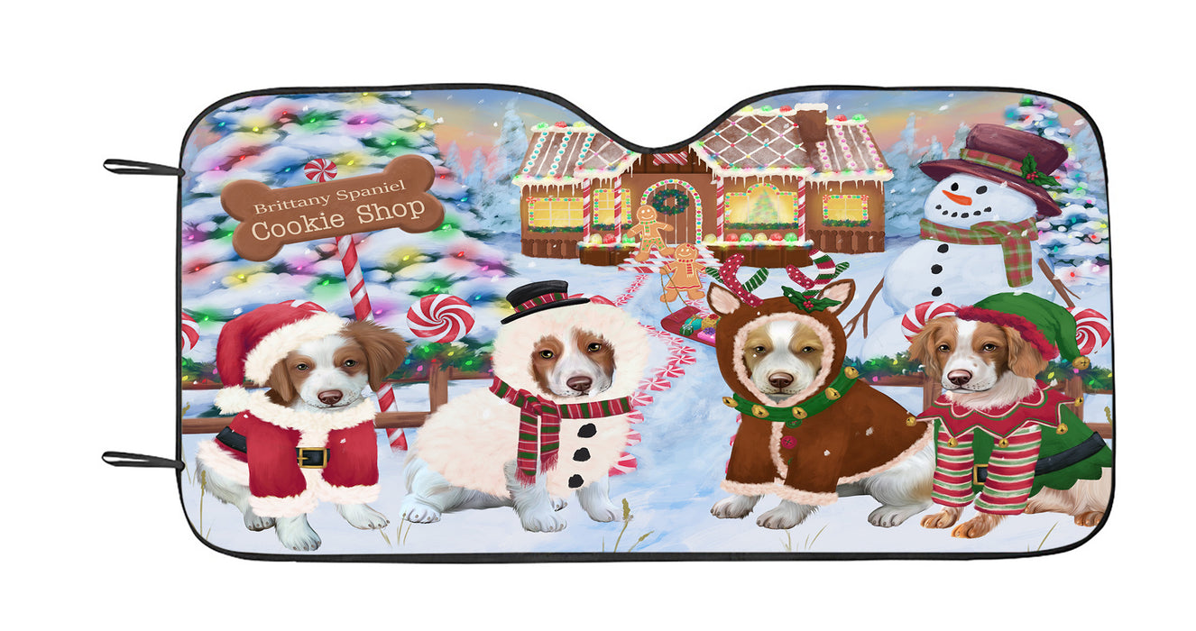 Holiday Gingerbread Cookie Brittany Spaniel Dogs Car Sun Shade