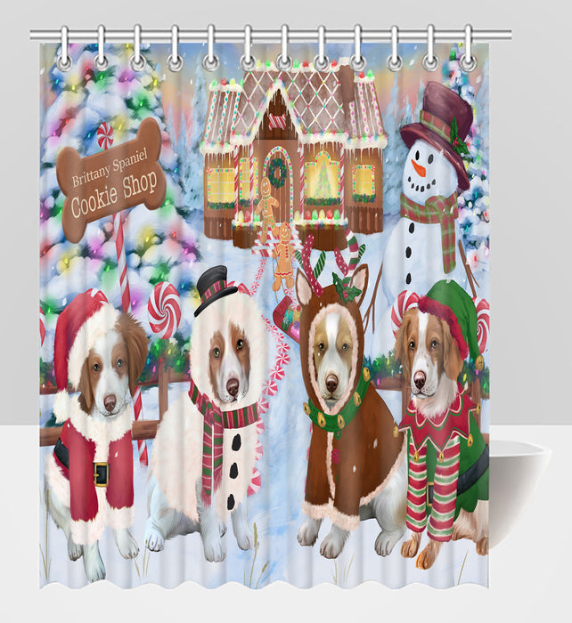 Holiday Gingerbread Cookie Brittany Spaniel Dogs Shower Curtain
