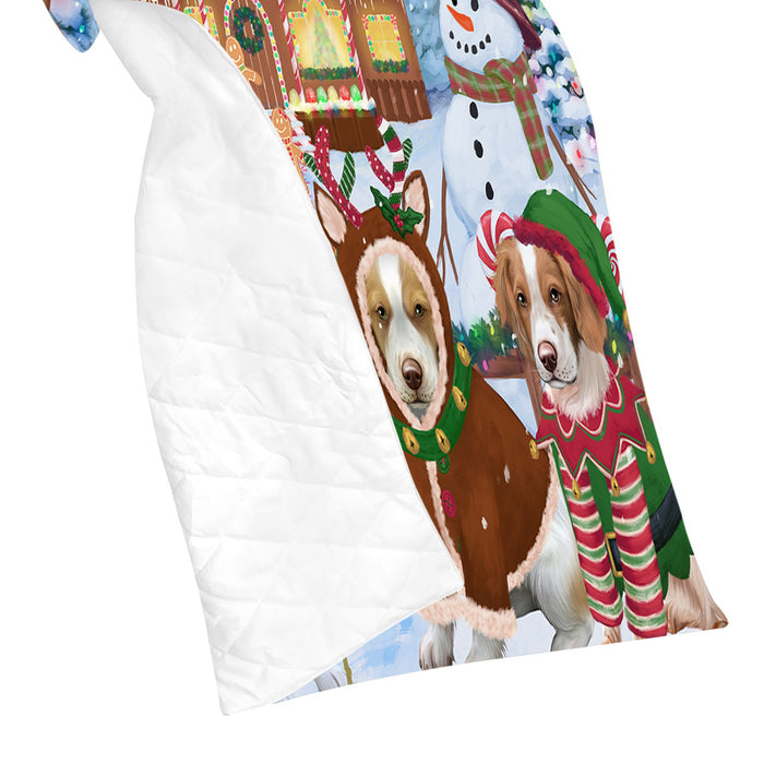Holiday Gingerbread Cookie Brittany Spaniel Dogs Quilt