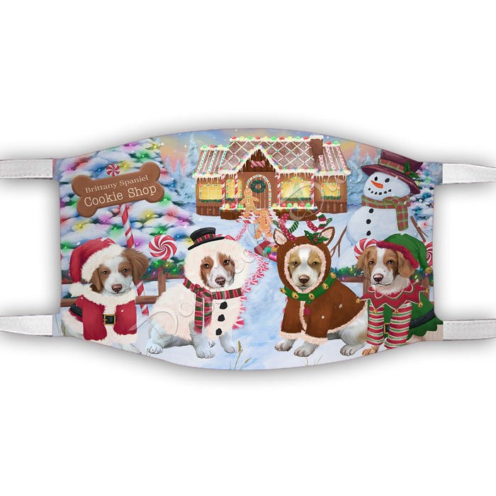 Holiday Gingerbread Cookie Brittany Spaniel Dogs Shop Face Mask FM48878