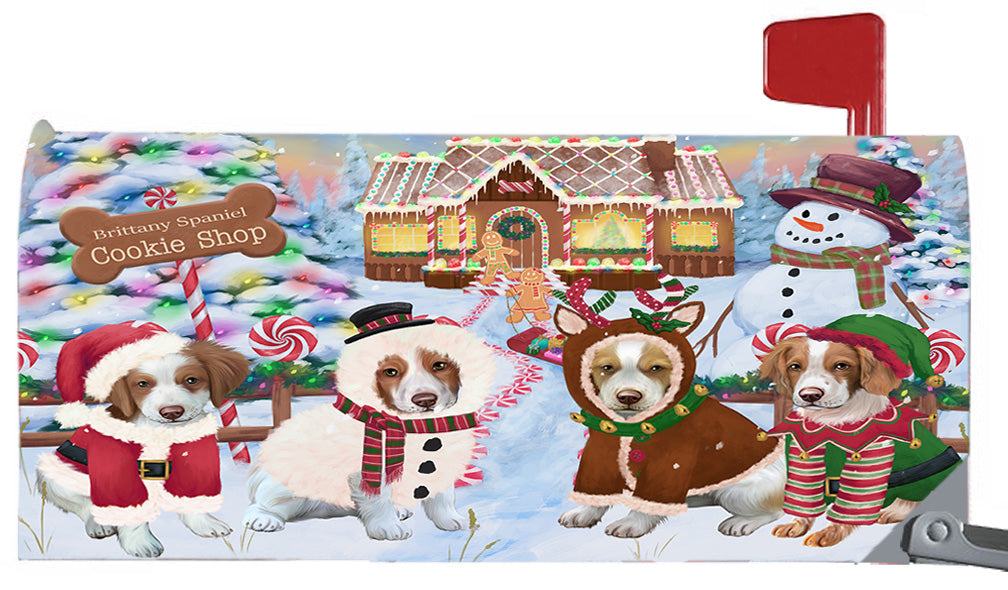 Christmas Holiday Gingerbread Cookie Shop Brittany Spaniel Dogs 6.5 x 19 Inches Magnetic Mailbox Cover Post Box Cover Wraps Garden Yard Décor MBC48976