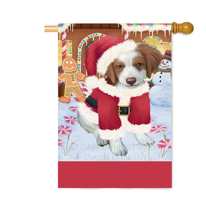 Personalized Gingerbread Candyfest Brittany Spaniel Dog Custom House Flag FLG63759