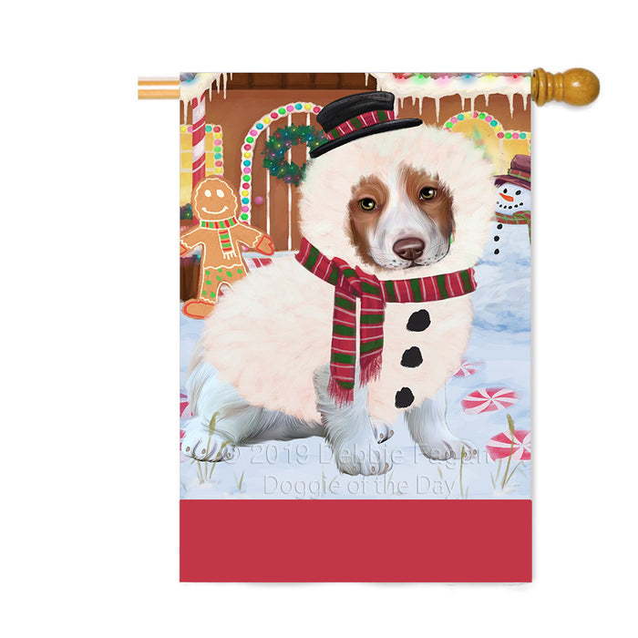 Personalized Gingerbread Candyfest Brittany Spaniel Dog Custom House Flag FLG63760