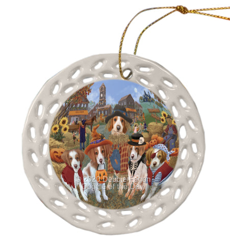 Halloween 'Round Town Brittany Spaniel Dogs Doily Ornament DPOR59434