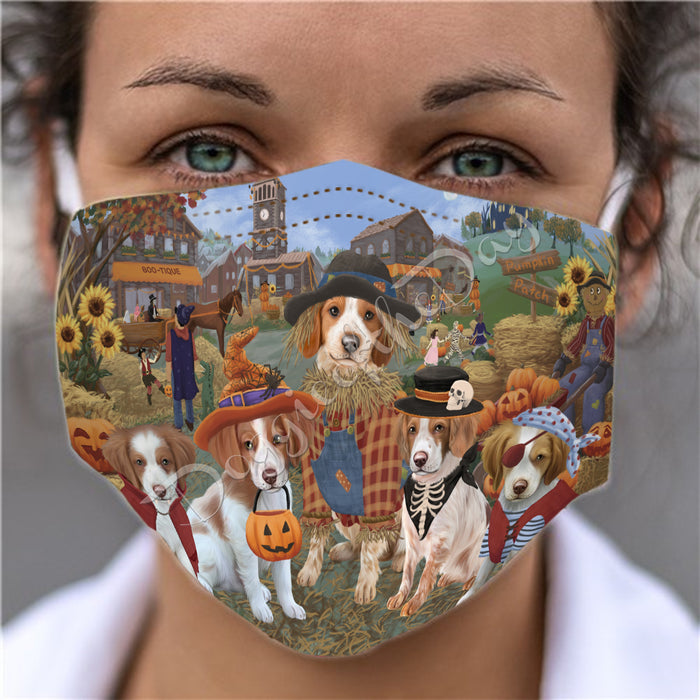 Halloween 'Round Town Brittany Spaniel Dogs Face Mask FM49937