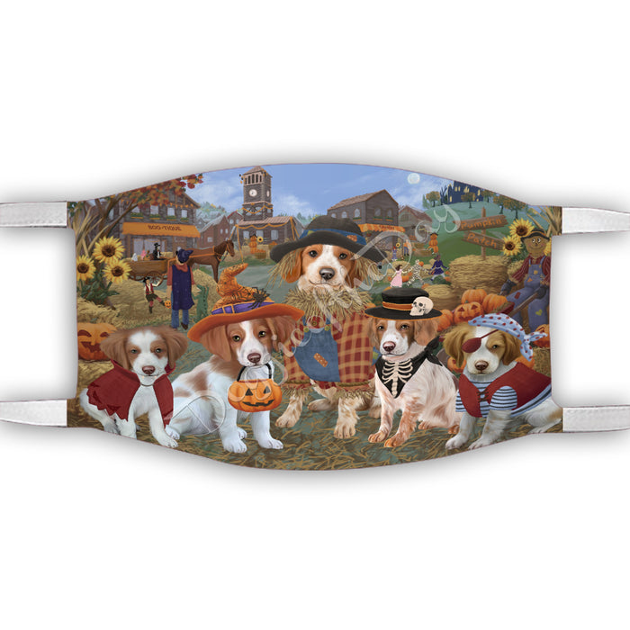 Halloween 'Round Town Brittany Spaniel Dogs Face Mask FM49937