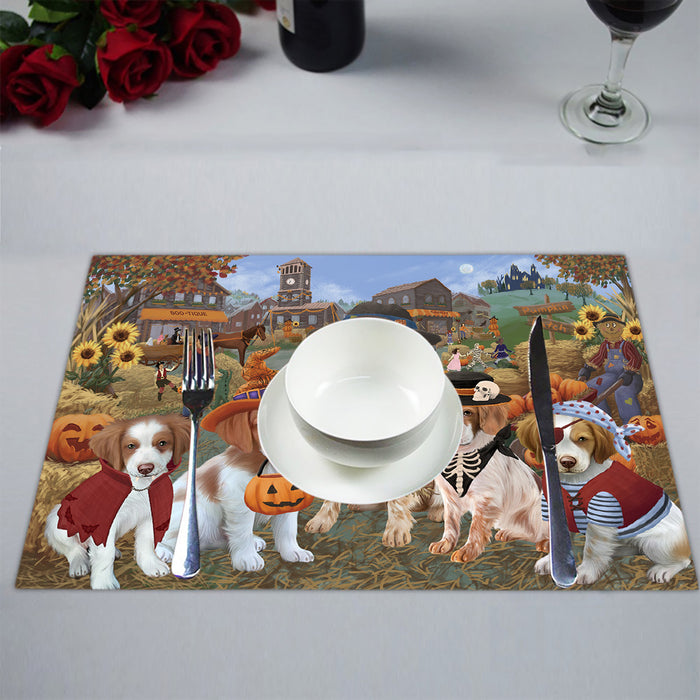Halloween 'Round Town Brittany Spaniel Dogs Placemat