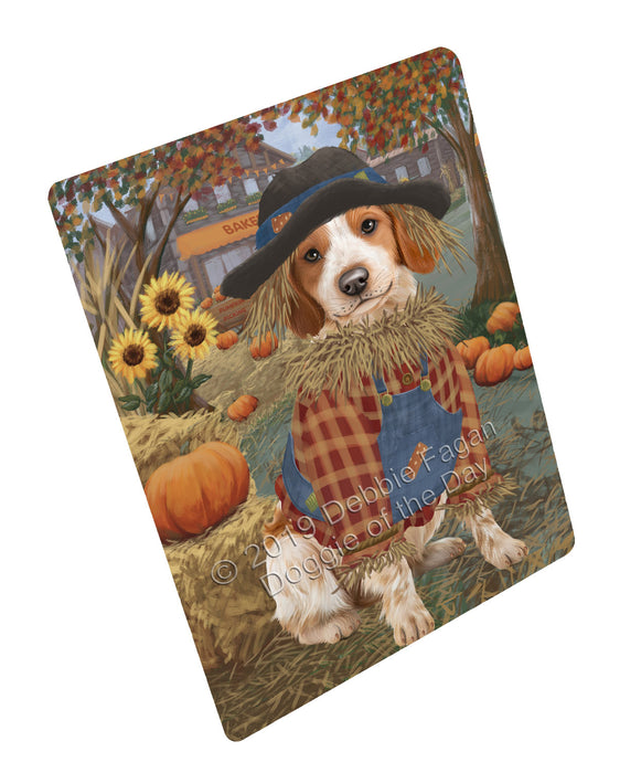 Halloween 'Round Town And Fall Pumpkin Scarecrow Both Brittany Spaniel Dogs Cutting Board C77257