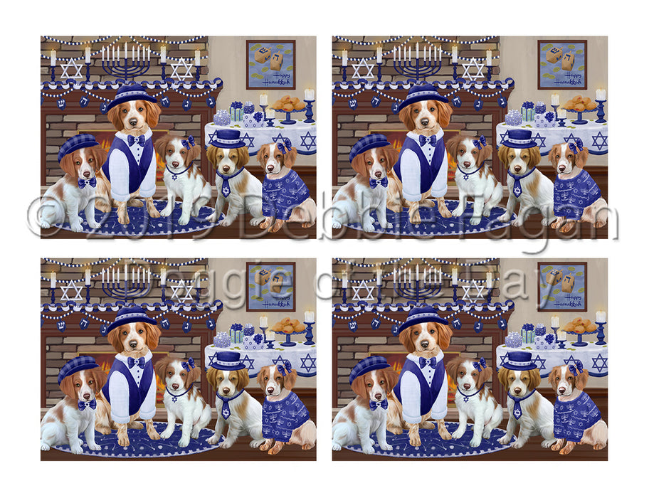 Happy Hanukkah Family Brittany Spaniel Dogs Placemat