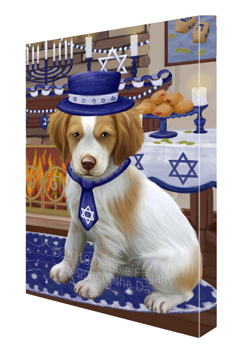 Happy Hanukkah Family and Happy Hanukkah Both Brittany Spaniel Dog Canvas Print Wall Art Décor CVS140516