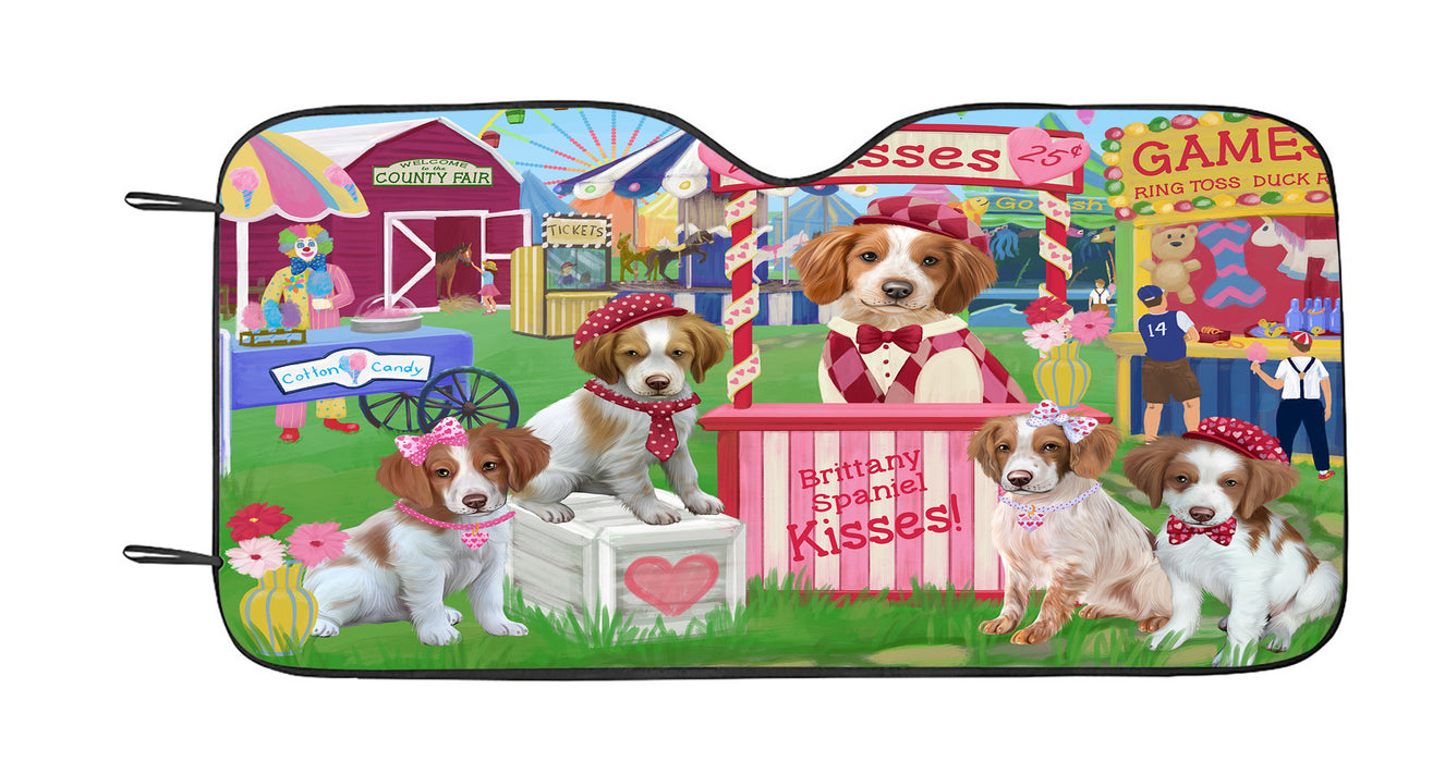 Carnival Kissing Booth Brittany Spaniel Dogs Car Sun Shade