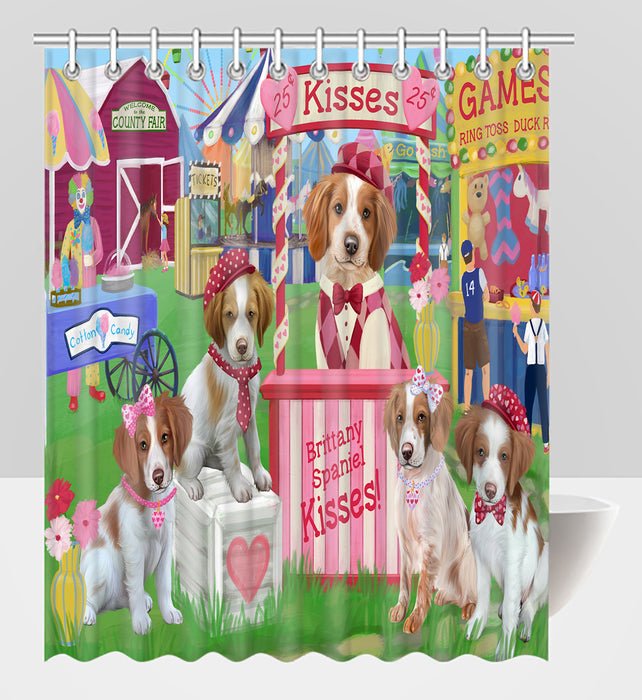 Carnival Kissing Booth Brittany Spaniel Dogs Shower Curtain