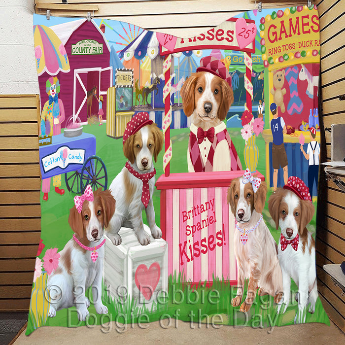 Carnival Kissing Booth Brittany Spaniel Dogs Quilt