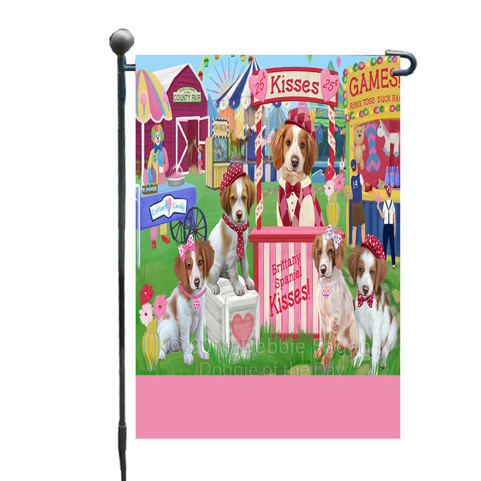 Personalized Carnival Kissing Booth Brittany Spaniel Dogs Custom Garden Flag GFLG64267
