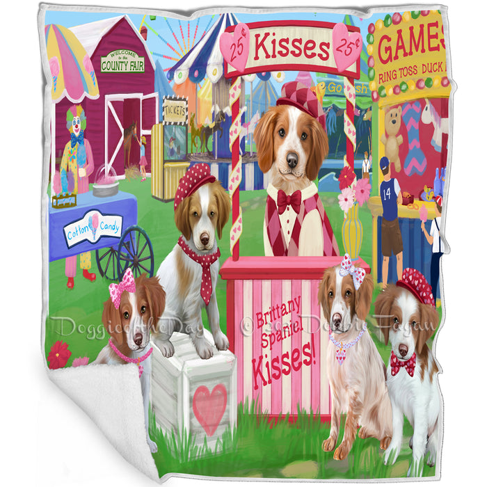 Carnival Kissing Booth Brittany Spaniels Dog Blanket BLNKT125931