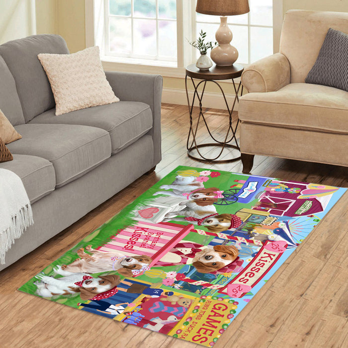 Carnival Kissing Booth Brittany Spaniel Dogs Area Rug