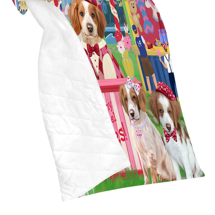 Carnival Kissing Booth Brittany Spaniel Dogs Quilt