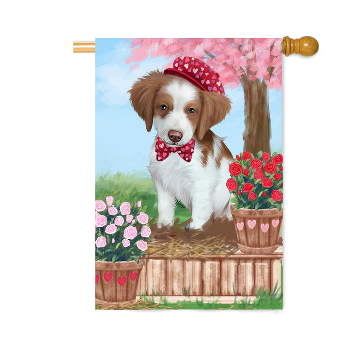 Personalized Rosie 25 Cent Kisses Brittany Spaniel Dog Custom House Flag FLG64816