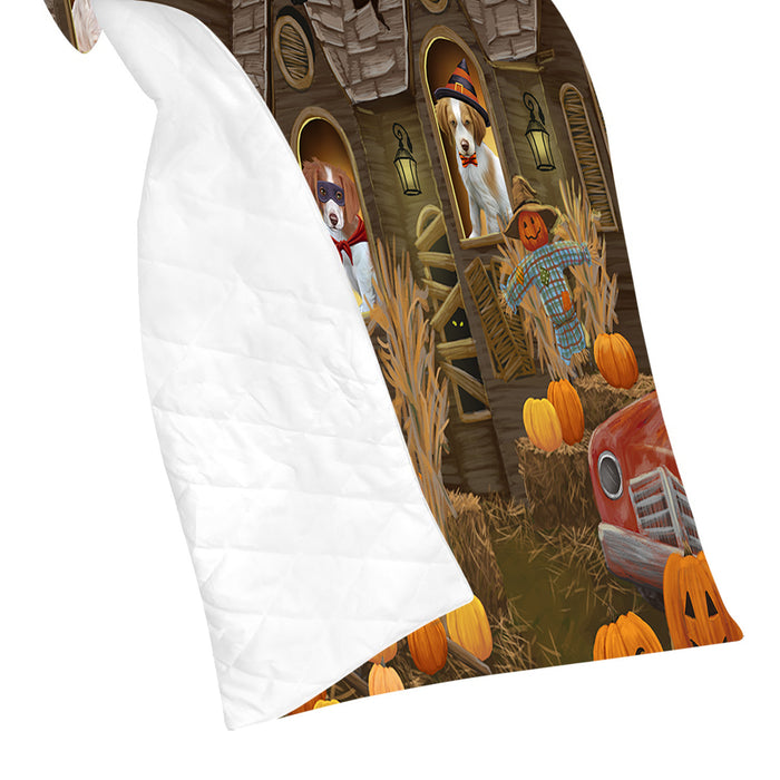 Haunted House Halloween Trick or Treat Brittany Spaniel Dogs Quilt