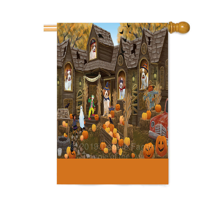 Personalized Haunted House Trick or Treat Halloween Brittany Spaniel Dogs Custom House Flag FLG-DOTD-A59559