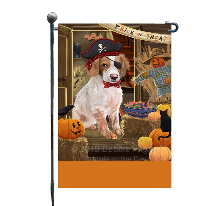 Personalized Enter at Own Risk Trick or Treat Halloween Brittany Spaniel Dog Custom Garden Flags GFLG-DOTD-A59504