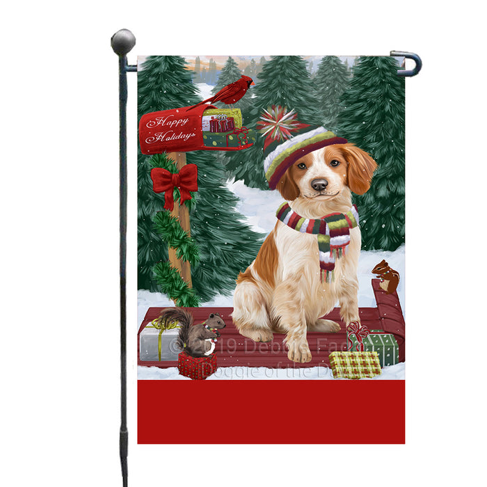 Personalized Merry Christmas Woodland Sled  Brittany Spaniel Dog Custom Garden Flags GFLG-DOTD-A61526