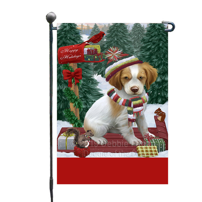 Personalized Merry Christmas Woodland Sled  Brittany Spaniel Dog Custom Garden Flags GFLG-DOTD-A61527