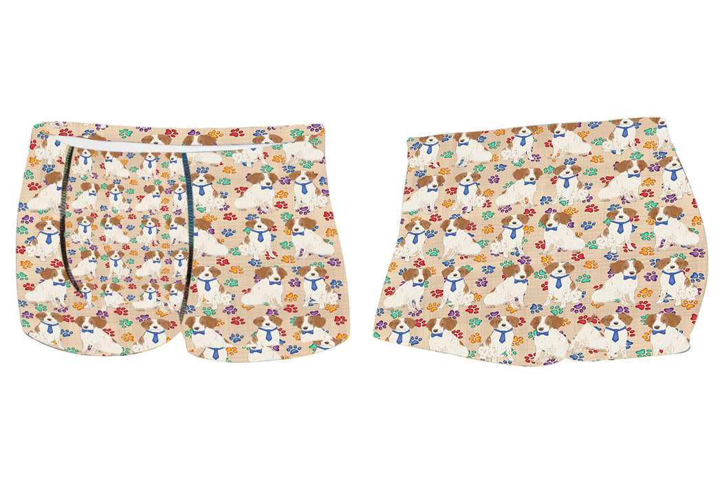 Rainbow Paw Print Brittany Spaniel Dogs BlueMen's All Over Print Boxer Briefs