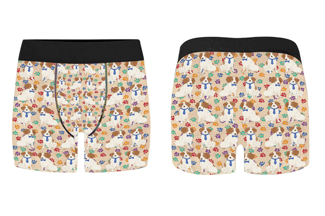 Rainbow Paw Print Brittany Spaniel Dogs Blue Men's Classic Boxer Briefs