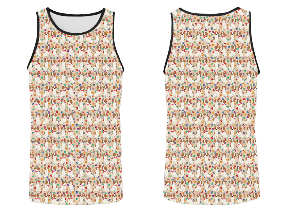 Rainbow Paw Print Brittany Spaniel Dogs Red All Over Print   Men's Tank Top