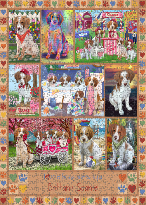 Love is Being Owned Brittany Spaniel Dog Beige Puzzle with Photo Tin PUZL98316