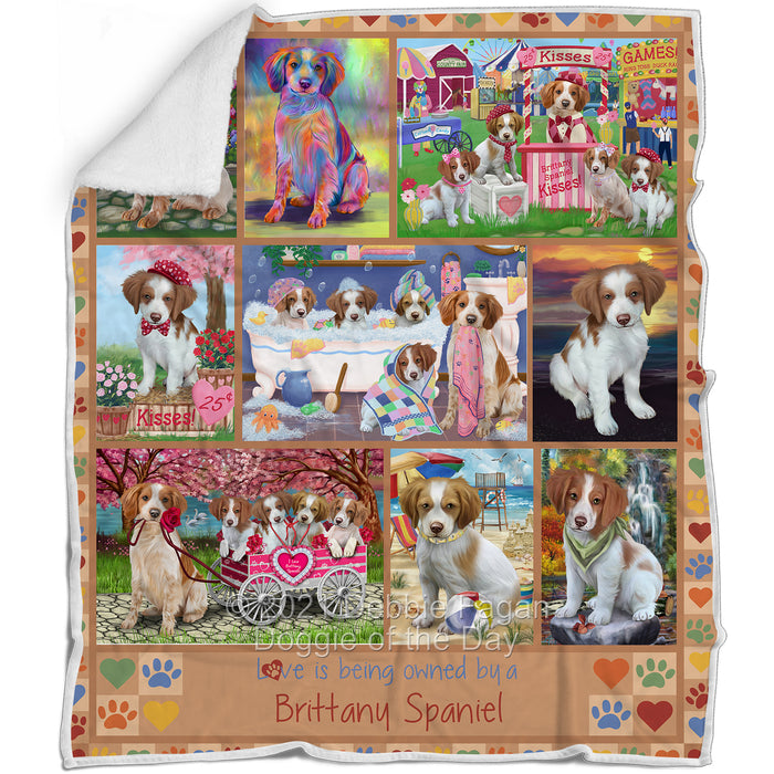 Love is Being Owned Brittany Spaniel Dog Beige Blanket BLNKT137172