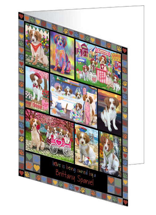 Love is Being Owned Brittany Spaniel Dog Grey Handmade Artwork Assorted Pets Greeting Cards and Note Cards with Envelopes for All Occasions and Holiday Seasons GCD77249