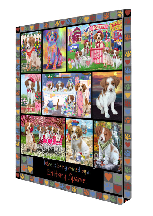 Love is Being Owned Brittany Spaniel Dog Grey Canvas Print Wall Art Décor CVS137789