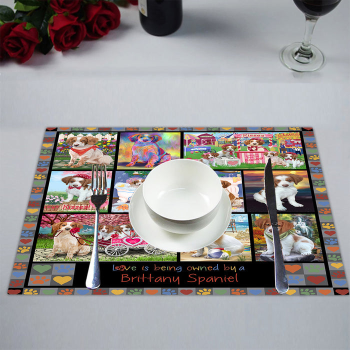 Love is Being Owned Brittany Spaniel Dog Grey Placemat