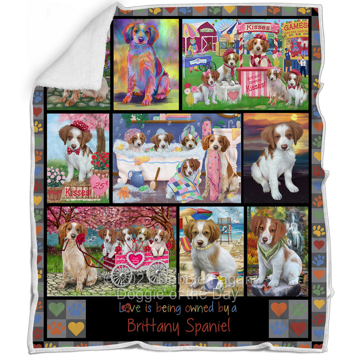 Love is Being Owned Brittany Spaniel Dog Grey Blanket BLNKT137181
