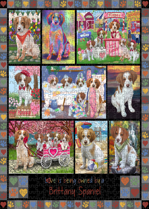 Love is Being Owned Brittany Spaniel Dog Grey Puzzle with Photo Tin PUZL98320