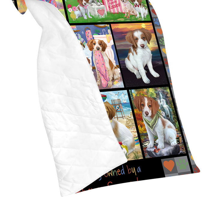 Love is Being Owned Brittany Spaniel Dog Grey Quilt